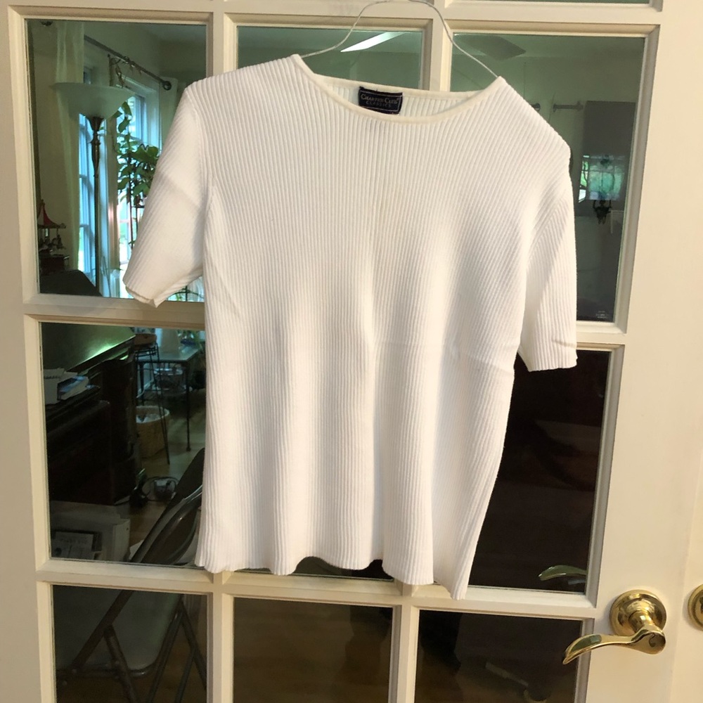 White shirt sleeve sweater